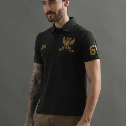 Royal Enfield 61st Cavalry Dark Green Regular Fit Printed Polo T-Shirt image 3