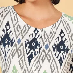 YU by Pantaloons White & Grey Printed A-Line Dress image 4