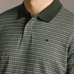 Louis Philippe Green Cotton Regular Fit Printed Polo T-Shirt image 4