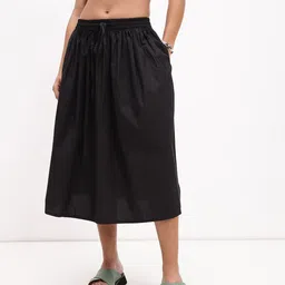 DressBerry Pitch-Darkness Gathered A-line Midi Skirt image 2