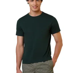 Sleepz by Raymond Dark Green Cotton Solid Regular Fit T-Shirt-picture-39