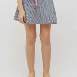 One Friday Kids Blue Striped Regular Fit Skirt-picture-35