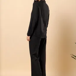 Angkor Women Solid Collared Shirt With Trousers image 3