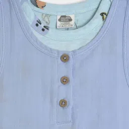 MiArcus Kids Blue Printed Regular Fit Romper & Dungaree image 4