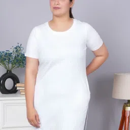 Mlada Women Solid Round Neck Cotton Relaxed Fit T-shirt-picture-43