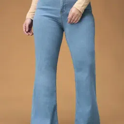 Miss Chase A+ Blue Denim Solid High Rise Jeans-image-33
