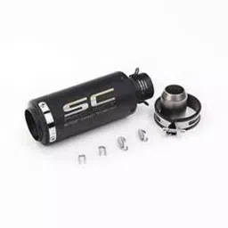 RA Accessories Black SC Mini with Silver Strip Silencer Exhaust for TVS Pheonix image 3