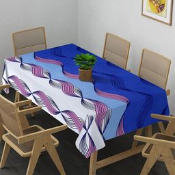 Arrabi Blue & White Printed 6-Seater Table Cover-picture-5