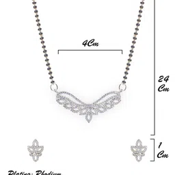 Manikya Rhodium Plated American Diamond Stone Studded & Beaded Mangalsutra image 3