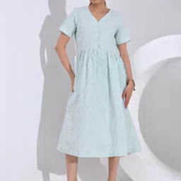 SIDDHO HUM Women Checked Cotton Fit & Flare Midi Dress-picture-26