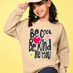 NUSYL Girls Typography Printed Drop Shoulder Sleeves Oversized Fleece Pullover Sweatshirt-picture-11