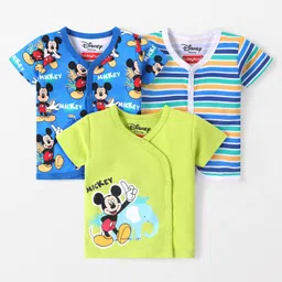 Babyhug Disney 100% Cotton Knit Half Sleeves Jhablas With Mickey Mouse Print Pack of 3 - Multicolour-picture-32