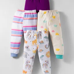 Kidi Wav Pack Of 4 Animals & Clouds Printed Pajamas - Multi Colour-picture-10