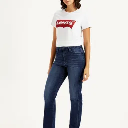 levi's Women's Blue Wedgie Straight Fit High Rise Jeans image 4