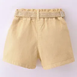 Little Kangaroos Cotton Knit Solid Color Shorts- Beige image 2