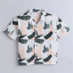 Taffykids Half Sleeves Brush Strokes Printed Oversize Shirt - White & Multi Colour image 3