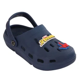 Marvel by Yellow Bee Solid Perforated Clogs With Avengers Featuring Spiderman Charms - Navy Blue image 3