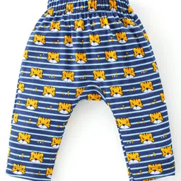 Babyhug Full Length Diaper Leggings Pack of 3 Tiger Printed - Blue & Yellow image 3