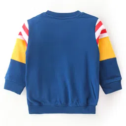 Babyhug Cotton Knit Full Sleeves Striped T-Shirt & Lounge Pants Set With Number Print - Navy Blue image 3