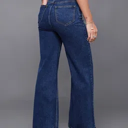 Miss Chase Women High-Rise Wide Leg Heavy Fade Stretchable Jean image 5