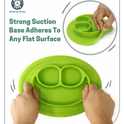 Aditi Toys Oval Baby Food Tray, Silicon Food Plate with Multiple Compartments & Two Spoons, Silicone Plate for Feeding Baby, Easy to Clean Silicon Plate Microwave & Dishwasher Safe. (Light Green) image 4