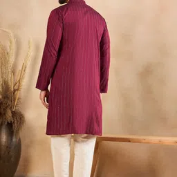 SWAGG INDIA Men Striped Festive Straight Kurta image 2
