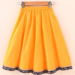 Babyhug Sleeveless Embroidered Choli Lehenga And Dupatta - Blue Yellow image 5