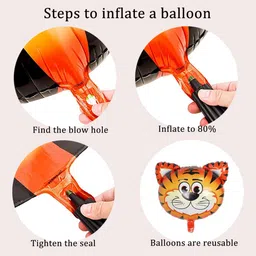 Decor Mantra jungle safari theme tiger shape foil balloon for birthday decoration - Multi Color - Pack of 5 image 4