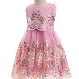 Mark & Mia Woven Sleeveless Party Dress with Floral Applique & Sequin Detailing - Pink image 5