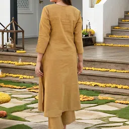 GoSriKi Ethnic Motifs Printed Round Neck Straight Kurta with Palazzos & Dupatta image 2