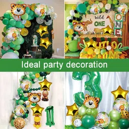 Decor Mantra jungle safari theme tiger shape foil balloon for birthday decoration - Multi Color - Pack of 5 image 5