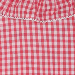 MINI KLUB Girls Red & White Checked Styled Back Pure Cotton Top image 3