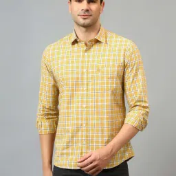 Cantabil Mustard Regular Fit Check Shirt-image-39