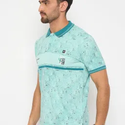 Duke Blue Blended Slim Fit Self Designed Polo T-Shirt image 3