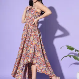 Trend Arrest Multicolor Floral Print High-low Dress image 3