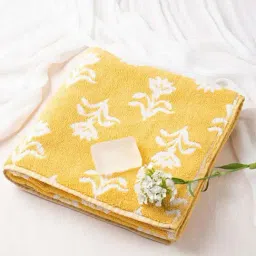 Fabindia Home Vikal Yellow Cotton 570 GSM Medium Bath Towel-picture-36