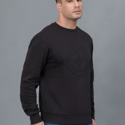 Red Tape Black Regular Fit Self Design Design Sweatshirt image 3