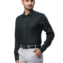 Park Avenue Green Linen Regular Fit Shirt image 3