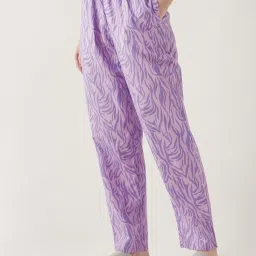 Bewakoof Purple Cotton Regular Fit Printed Pyjamas image 3