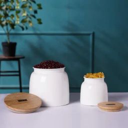 HAZEL White Galvanized metal Storage Container with Lid - Set of 2-picture-49