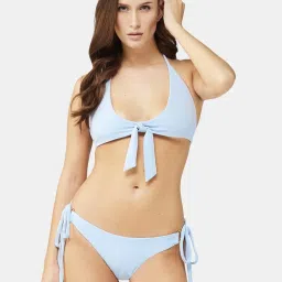 Secrets By ZeroKaata Black & Blue Plain Swimwear Bra Panty Set - Pack Of 2 image 3