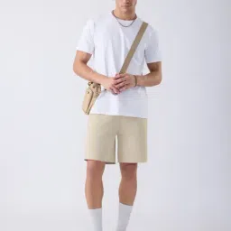 The Souled Store Beige Regular Fit Solid Shorts image 3