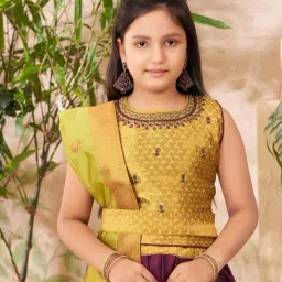 Aarika Girls Green Embroidered Lehenga Choli Set image 5