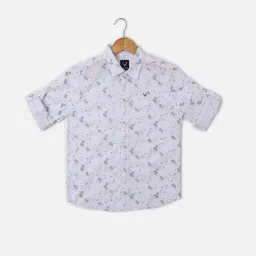 Allen Solly Kids White Cotton Printed Full Sleeves Shirt-image-78