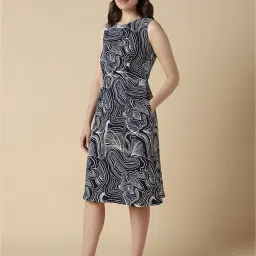 Allen Solly Black Printed A Line Dress image 3