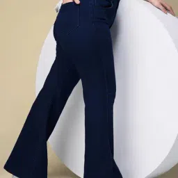 Miss Chase A+ Navy Blue Denim Solid High Rise Jeans image 3