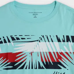 Tommy Hilfiger Kids Blue Cotton Regular Fit Printed T-Shirt image 3