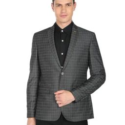 AD by Arvind Grey Full Sleeves Notched Lapel Blazer-picture-24