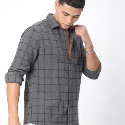 VASTRADO Core Fashion Black Regular Fit Checks Shirt image 3