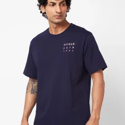 Spykar Navy Loose Fit Printed Oversized Crew T-Shirt image 3